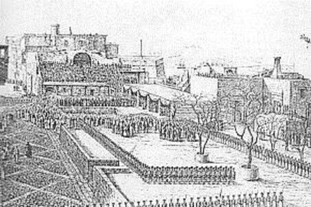The laying of the first stone on March 20, 1838